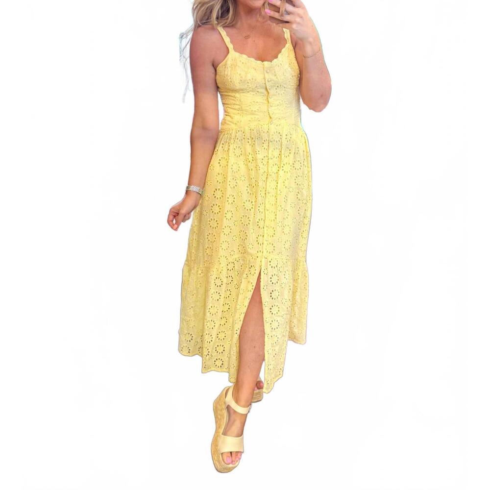 NEW IN-LOOM sweet breeze eyelet maxi dress in lemon